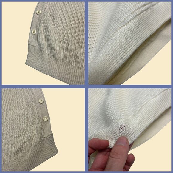 1980s knit poncho vest by Danielle of California, size L cream sweater vest - Picture 2 of 8